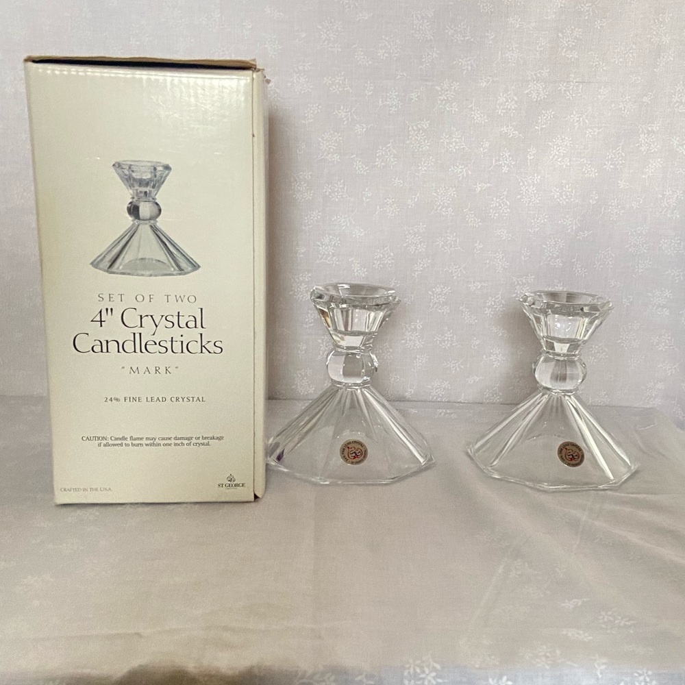 Vintage Crystal Candlesticks Toscany Classics 24% St‎ George Crystal Set of 2